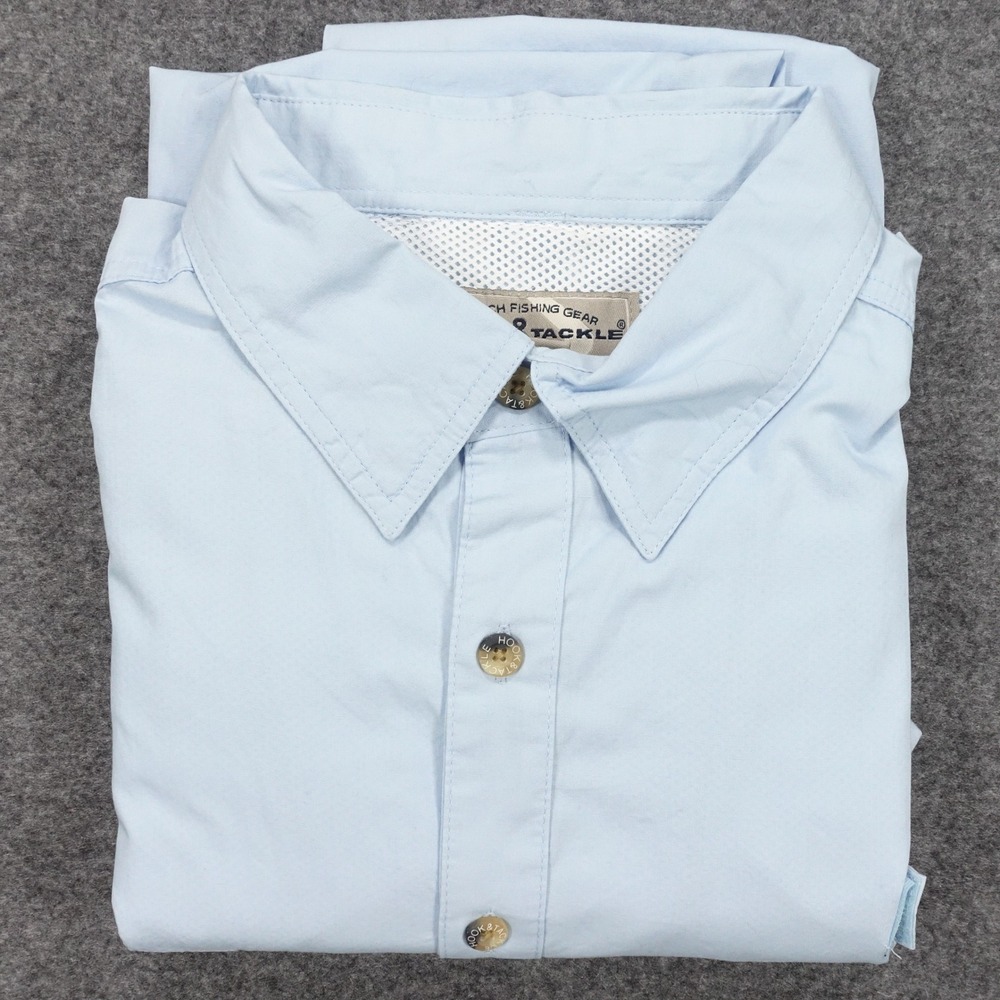 Hook & Tackle Fishing Shirt Men's XL Vented Back Mesh Light Blue - Picture 2 of 9